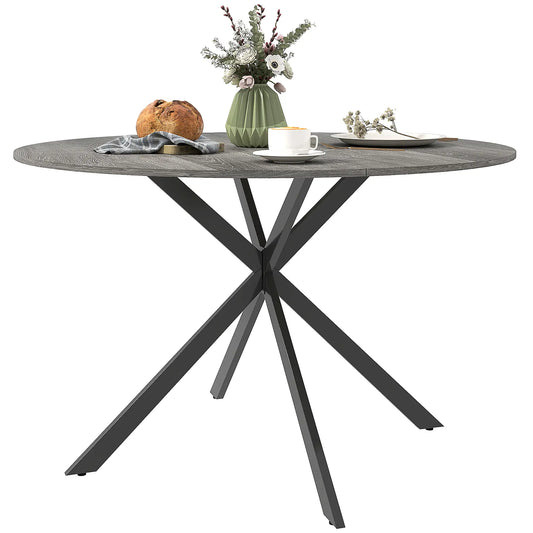 47" Round Kitchen Table for 4, Industrial Dining Table, Wood Grain, Black, Grey Dining Tables Grey Wood Grain, Black at Gallery Canada