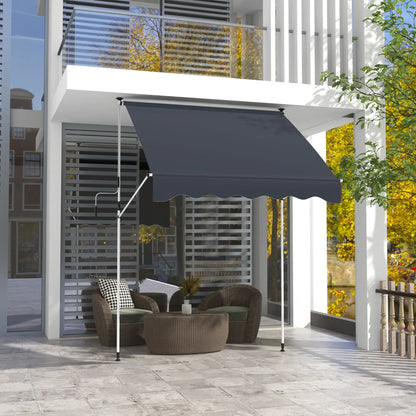 6.6'X5' Retractable Patio Awning, Water Resistant UV Protector, Black
