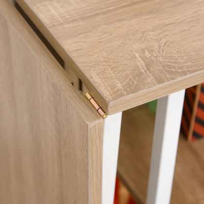 Folding Computer Desk With Storage Shelves, 6 Wheels, Natural Writing Desks at Gallery Canada