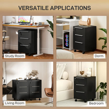 3-Drawer Vertical File Cabinet With Lock, Black Office Cabinets & Cupboards at Gallery Canada