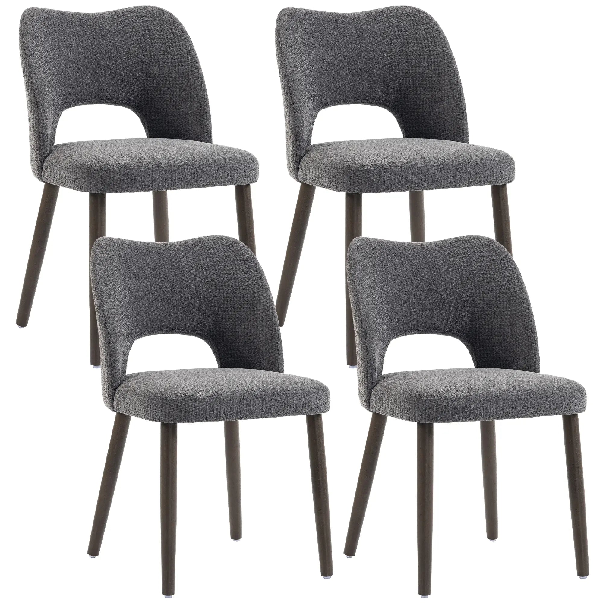 Upholstered Dining Chairs Set, Rubberwood Legs, Dark Grey Dining Chairs at Gallery Canada