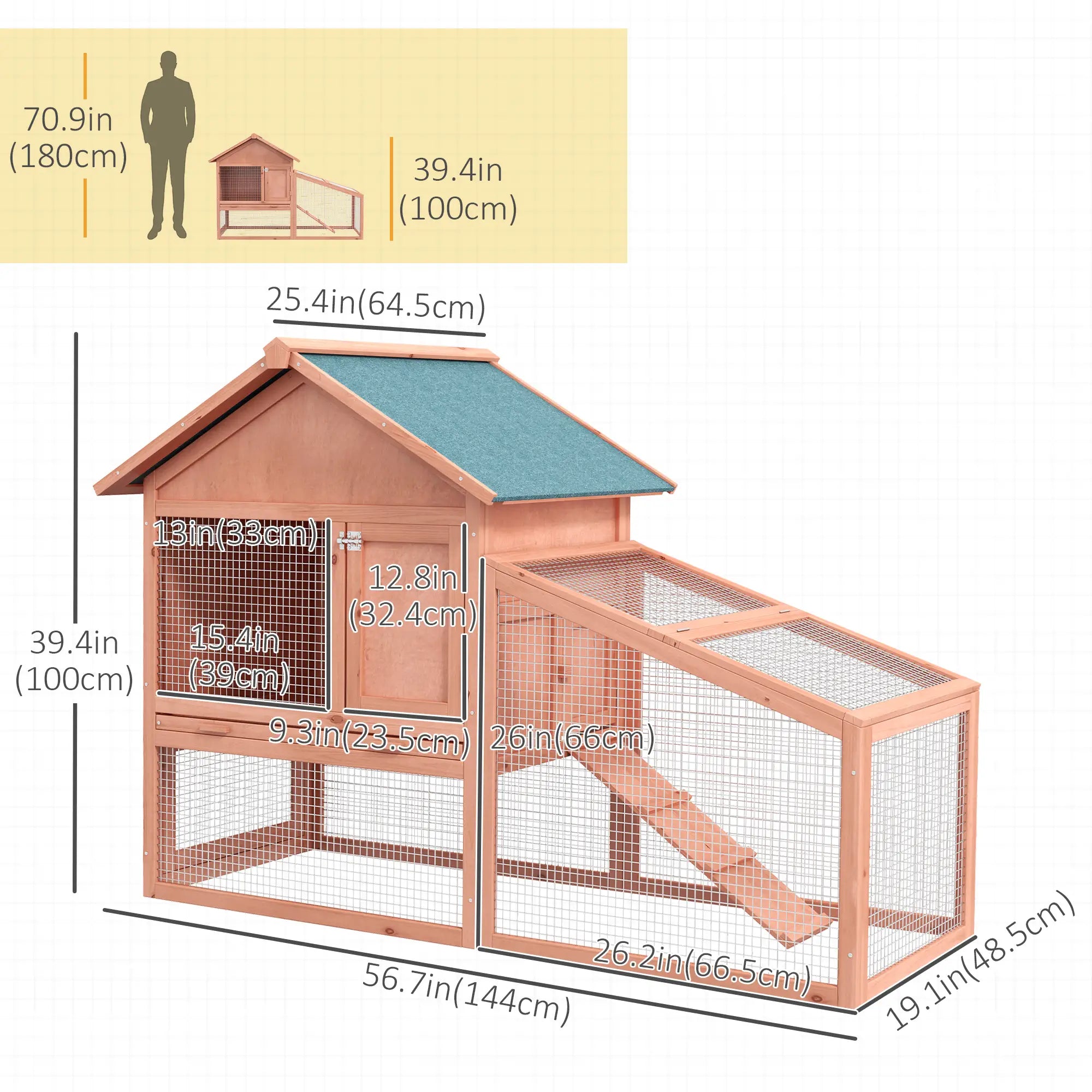2 Tier Rabbit Hutch, Bunny House Guinea Pig Cage, Removable Tray, Ramp, Asphalt Roof Rabbit Hutch at Gallery Canada