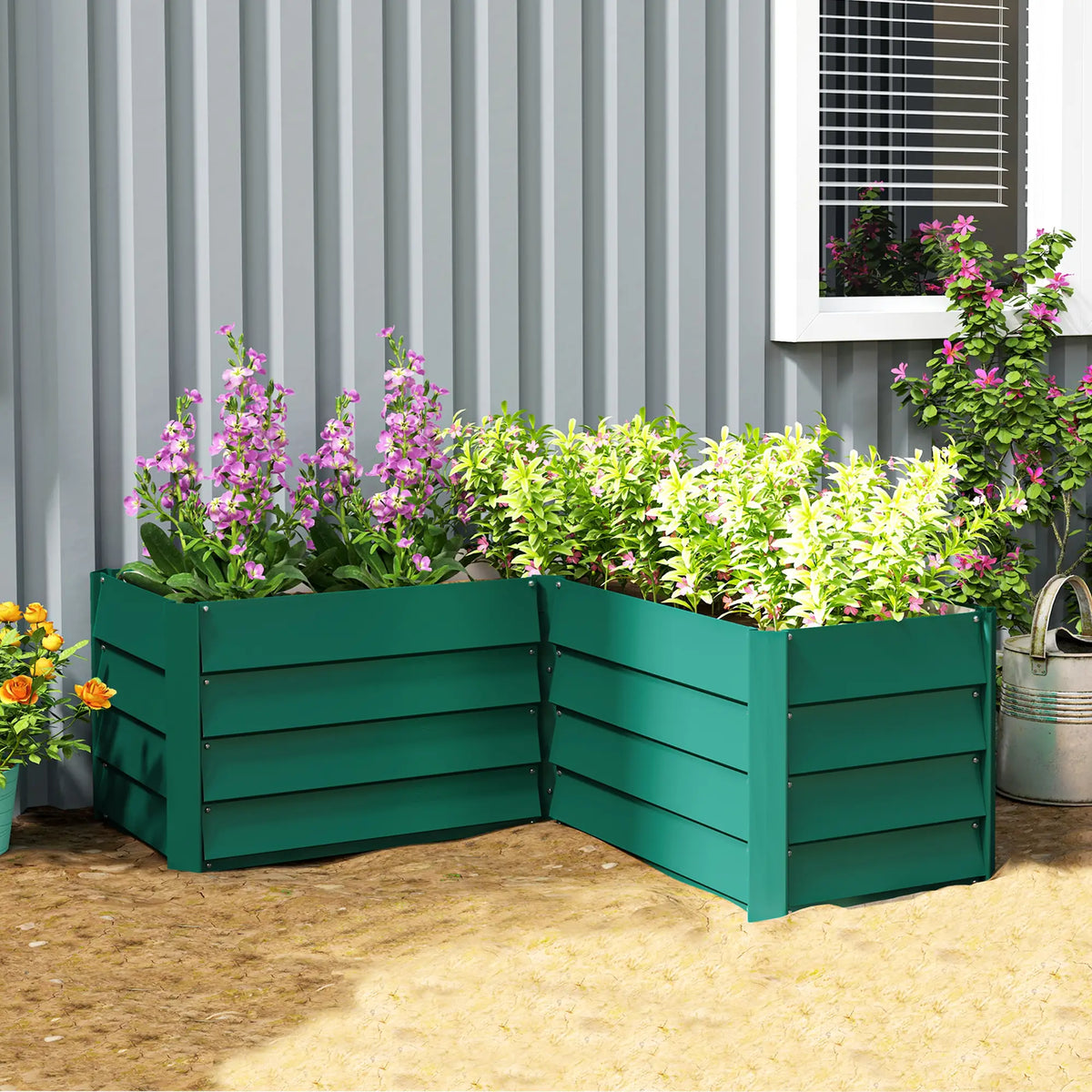 45" x 45" x 17" L-Shaped Galvanized Steel Raised Garden Bed Raised Garden Beds at Gallery Canada