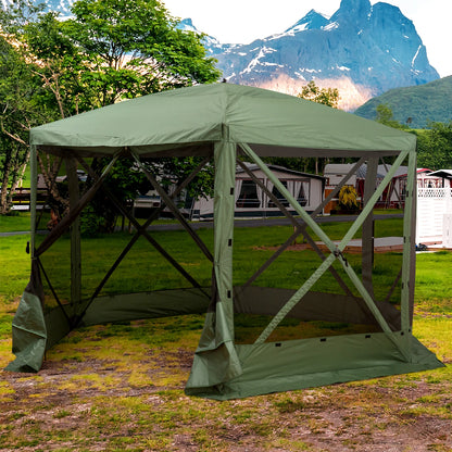 12' x 12' Hexagon Pop Up Screen Tent, Camping Shelter, Green Pop Up Canopies at Gallery Canada
