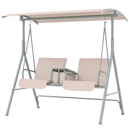 Double Outdoor Swing Chair, 2 Person, Covered, Beige Patio Swings with Stand Beige at Gallery Canada