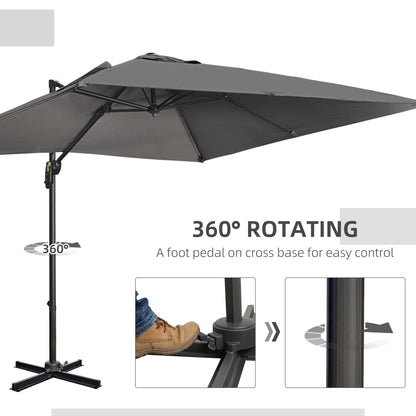 9ft Square Cantilever Patio Umbrella, Crank Handle, Tilt, Dark Grey Cantilever Umbrellas at Gallery Canada