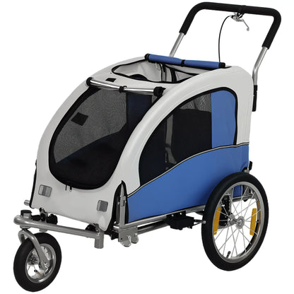 2 In 1 Dog Bike Trailer, Foldable Pet Stroller, Light Grey Dog Bike Trailers & Strollers Light grey, Blue at Gallery Canada