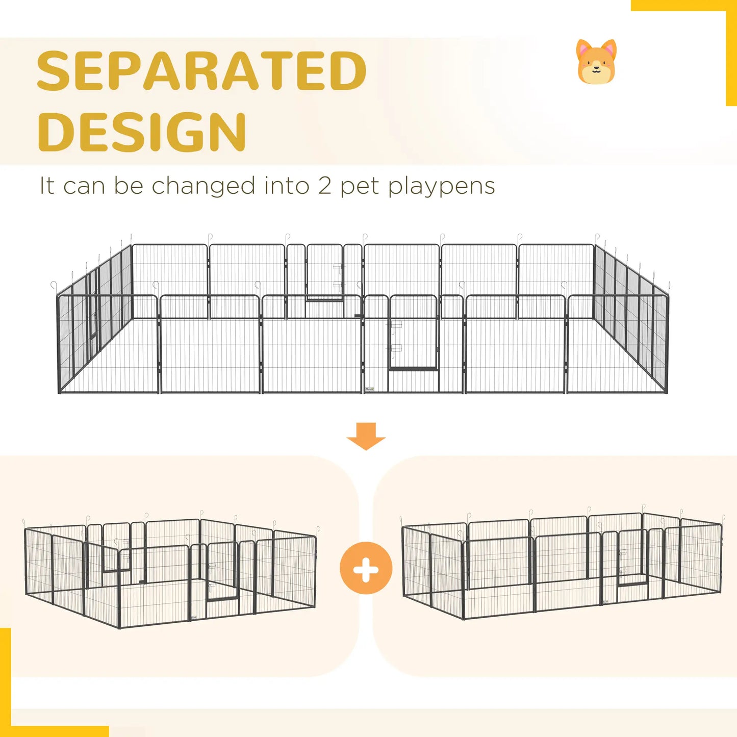 24 Panel 31.5" Heavy Duty Dog Playpen, Small Medium Dogs, Grey Houses, Kennels & Pens at Gallery Canada