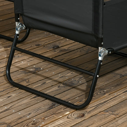 Set of 2 Folding Outdoor Lounge Chairs, Reclining Back, Breathable Mesh, Black Lounger Chairs at Gallery Canada