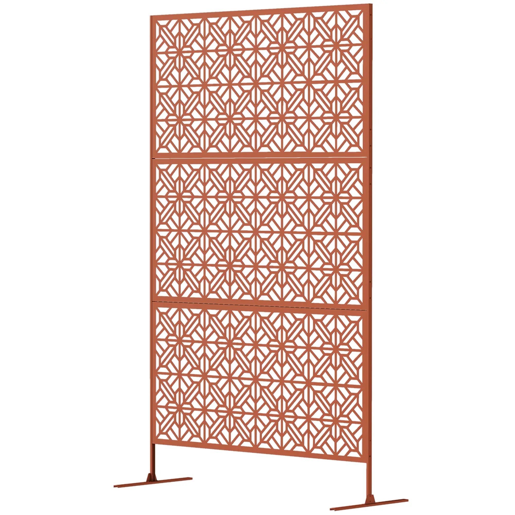 Outdoor Privacy Panel, Freestanding Metal Divider, Garden, Backyard, Deck, Brown Side Awnings Brown at Gallery Canada