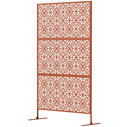 Outdoor Privacy Panel, Freestanding Metal Divider, Garden, Backyard, Deck, Brown Side Awnings Brown at Gallery Canada