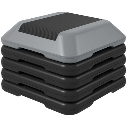 5-Level Adjustable Stepper, Aerobic Step Platform, 4" 6" 8" 10" 12", Grey Aerobic Equipment Grey at Gallery Canada