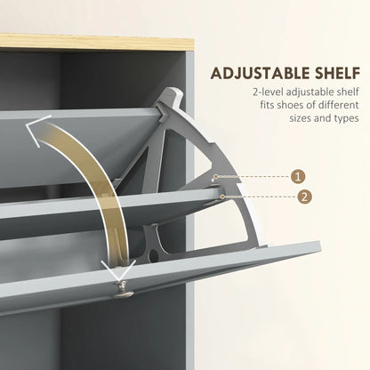 Modern Shoe Storage, 3 Flip Drawers, Adjustable Shelves, 18 Pairs, Grey Shoe Storage Cabinets & Racks at Gallery Canada