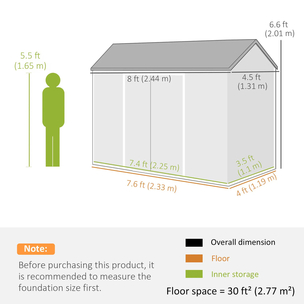 8 x 4 ft Plastic Garden Shed, Grey Wood-Effect Storage Shed, Grey Sheds at Gallery Canada