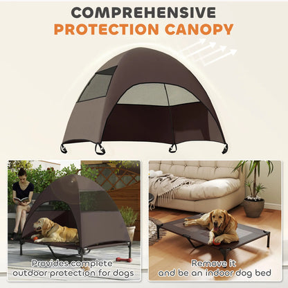 Elevated Dog Bed With Canopy, Washable Mesh Steel Frame, 41.7" x 29.9" x 39", Coffee Elevated Dog Beds at Gallery Canada