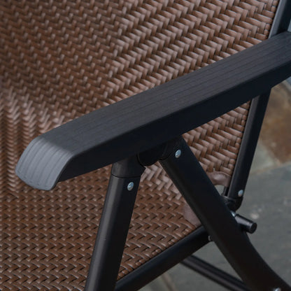 Rattan Reclining Folding Chair, Outdoor Wicker Recliner, 7 Adjustable Positions, Brown Picnic Tables & Camping Chairs at Gallery Canada