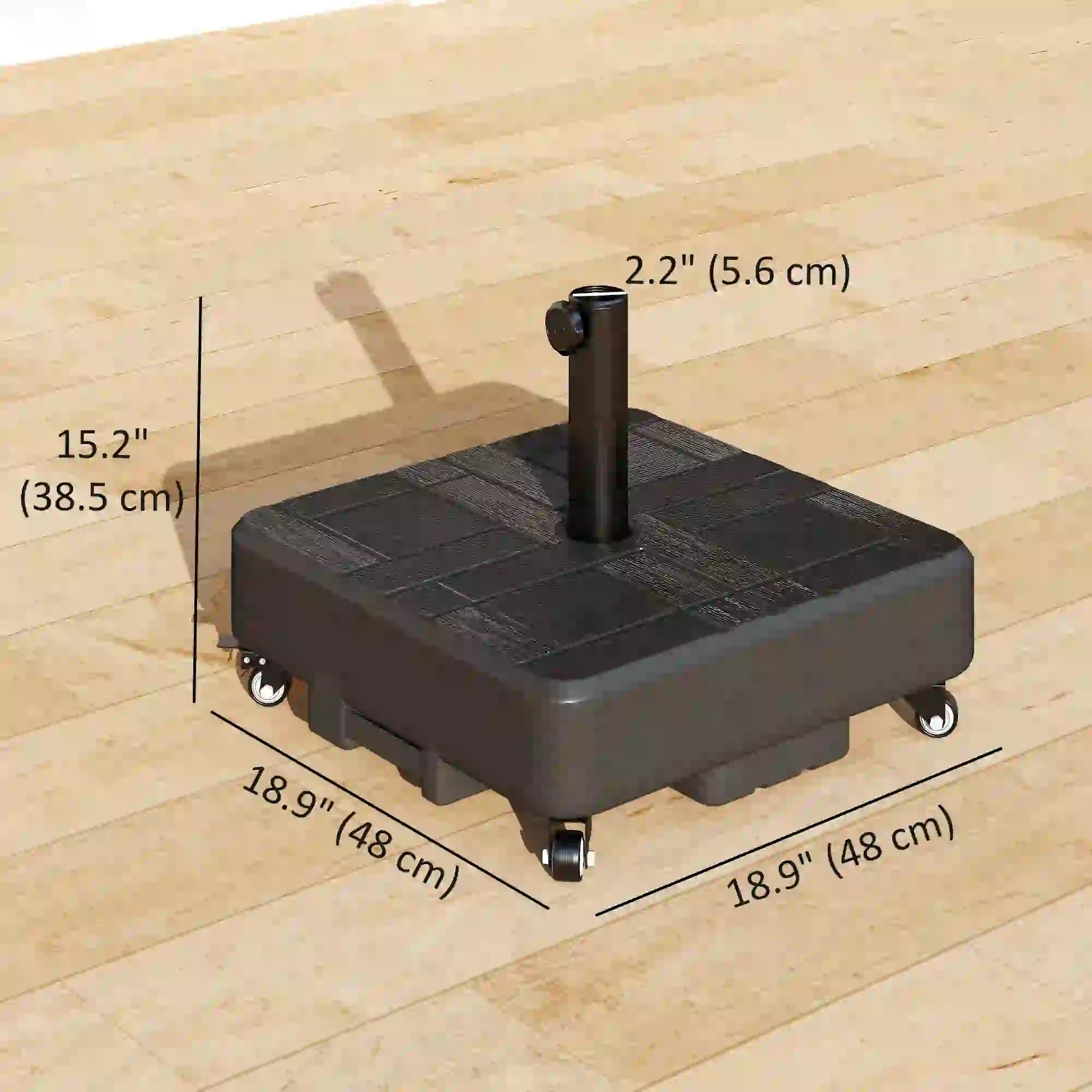 Outdoor Umbrella Base With Wheels, Fillable Stand For 1.5