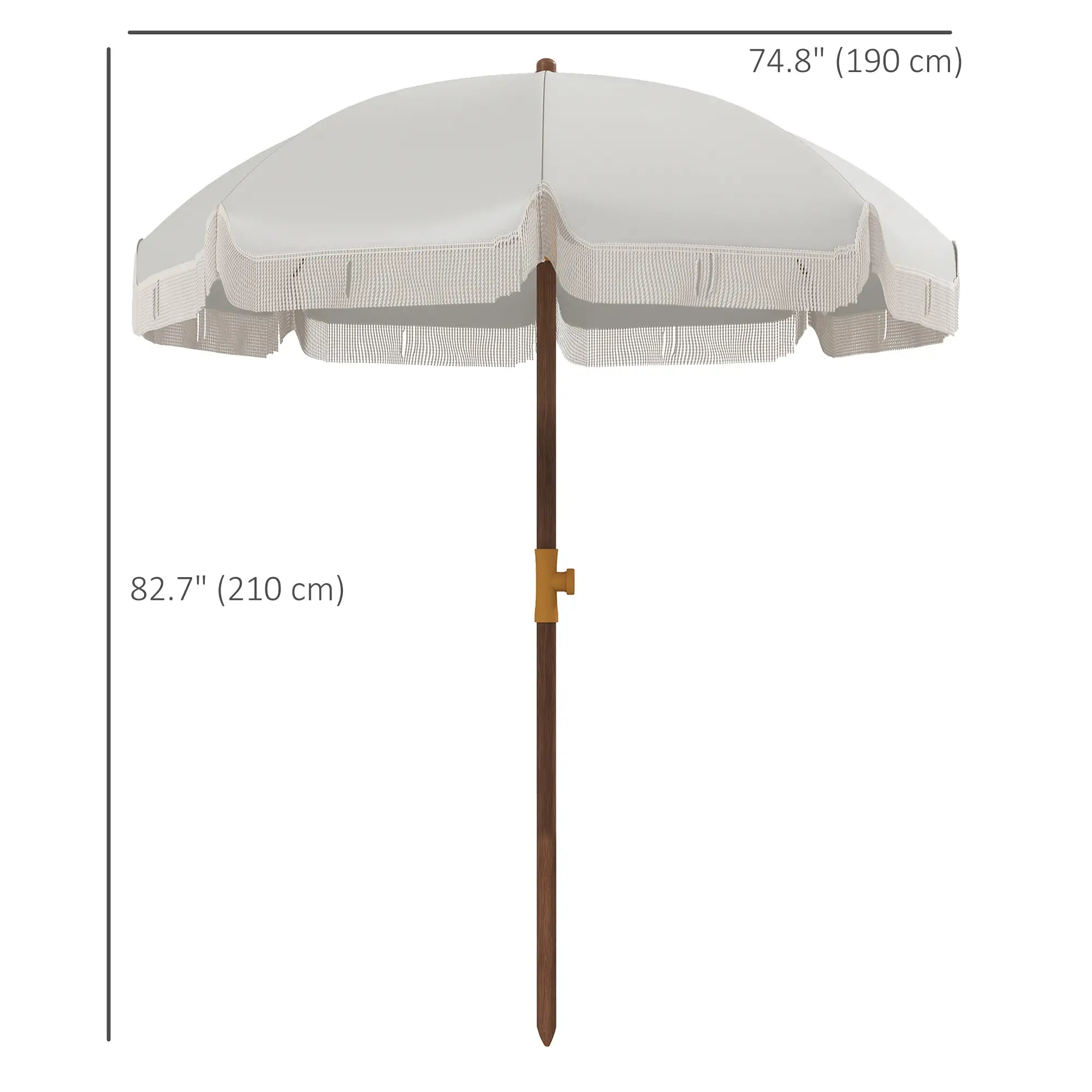 6.2' Travel Beach Umbrella, Vent, Ruffles, Carry Bag, Cream White Beach Umbrellas at Gallery Canada