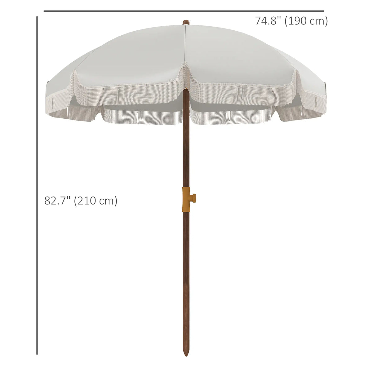 6.2' Travel Beach Umbrella, Vent, Ruffles, Carry Bag, Cream White Beach Umbrellas at Gallery Canada