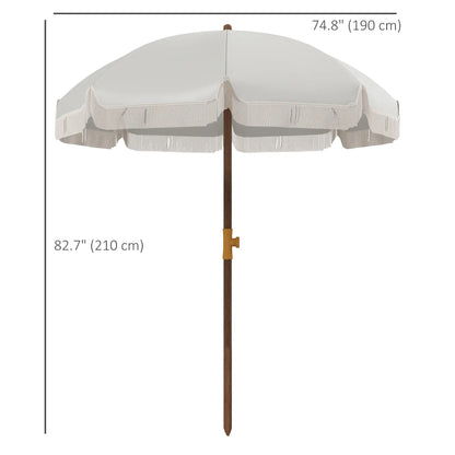 6.2' Travel Beach Umbrella, Vent, Ruffles, Carry Bag, Cream White Beach Umbrellas at Gallery Canada