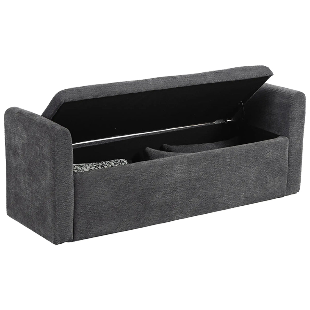 54" Storage Ottoman Bench with Pillows, Dark Grey, Dark Grey Storage Ottomans & Benches at Gallery Canada