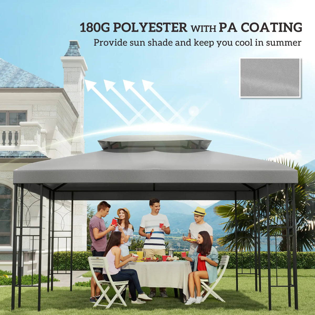 13' X 10' Gazebo Replacement Canopy 2 Tier Top, UV Cover, Light Grey Gazebo Canopy Replacement at Gallery Canada