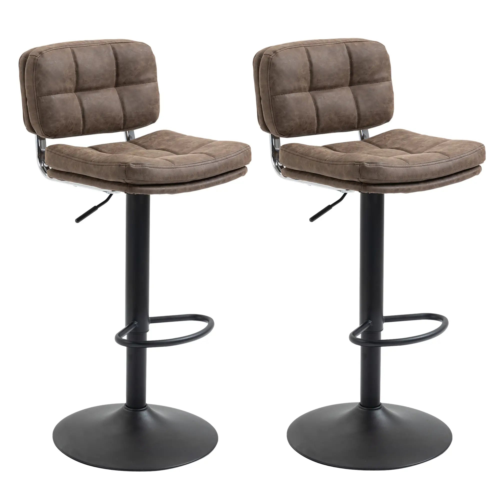 Swivel Counter Height Bar Stools Set of 2, Adjustable Height, PU Leather Bar Stools Brown, Black at Gallery Canada