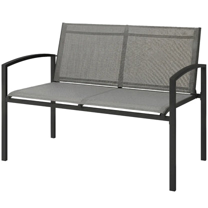 Metal Garden Bench, 44 in, Breathable Mesh Fabric, 484 lb Capacity, Grey Outdoor Benches Grey, Black at Gallery Canada