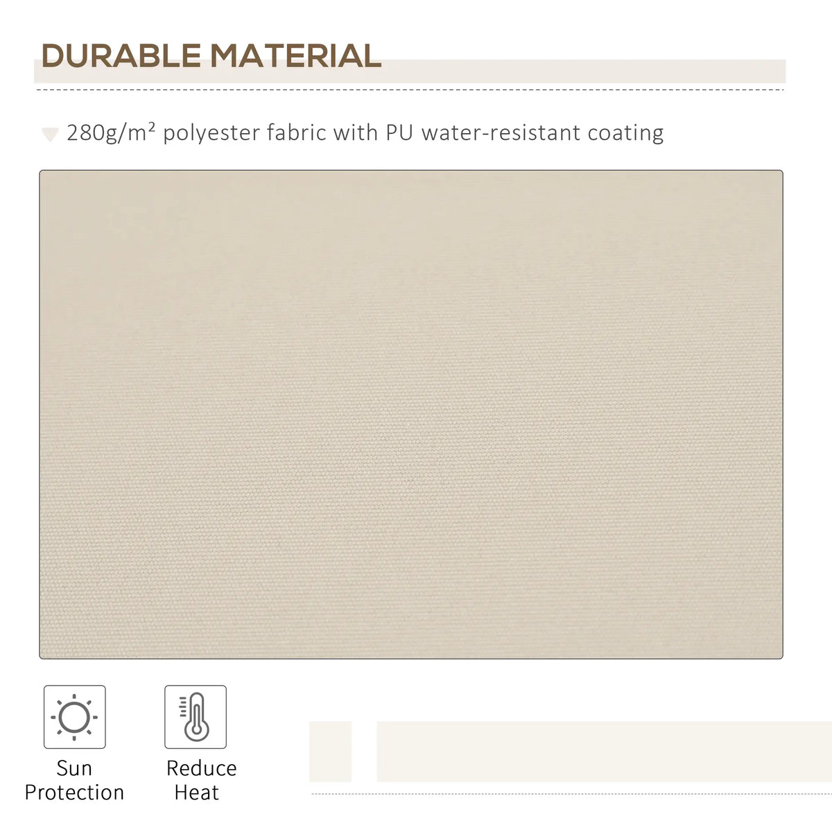 12' x 8' Retractable Patio Awning, Manual Crank Handle, UV Water-Resistant, Cream