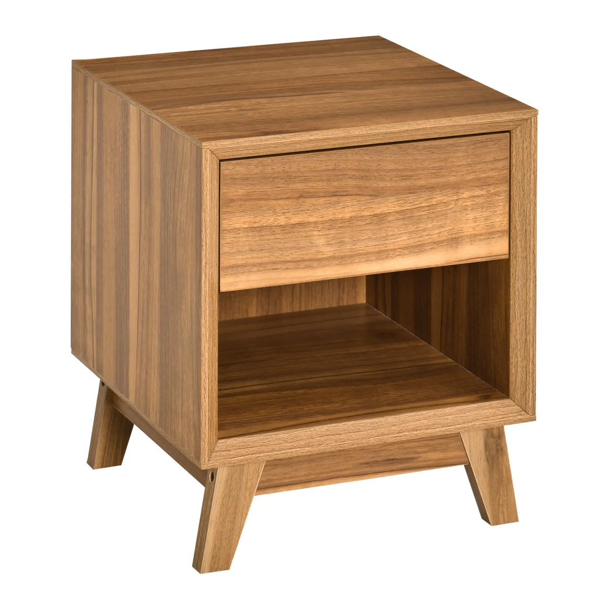Walnut Brown Nightstand With Drawer & Shelf, Bedroom Side Table, Brown Bedside Tables at Gallery Canada