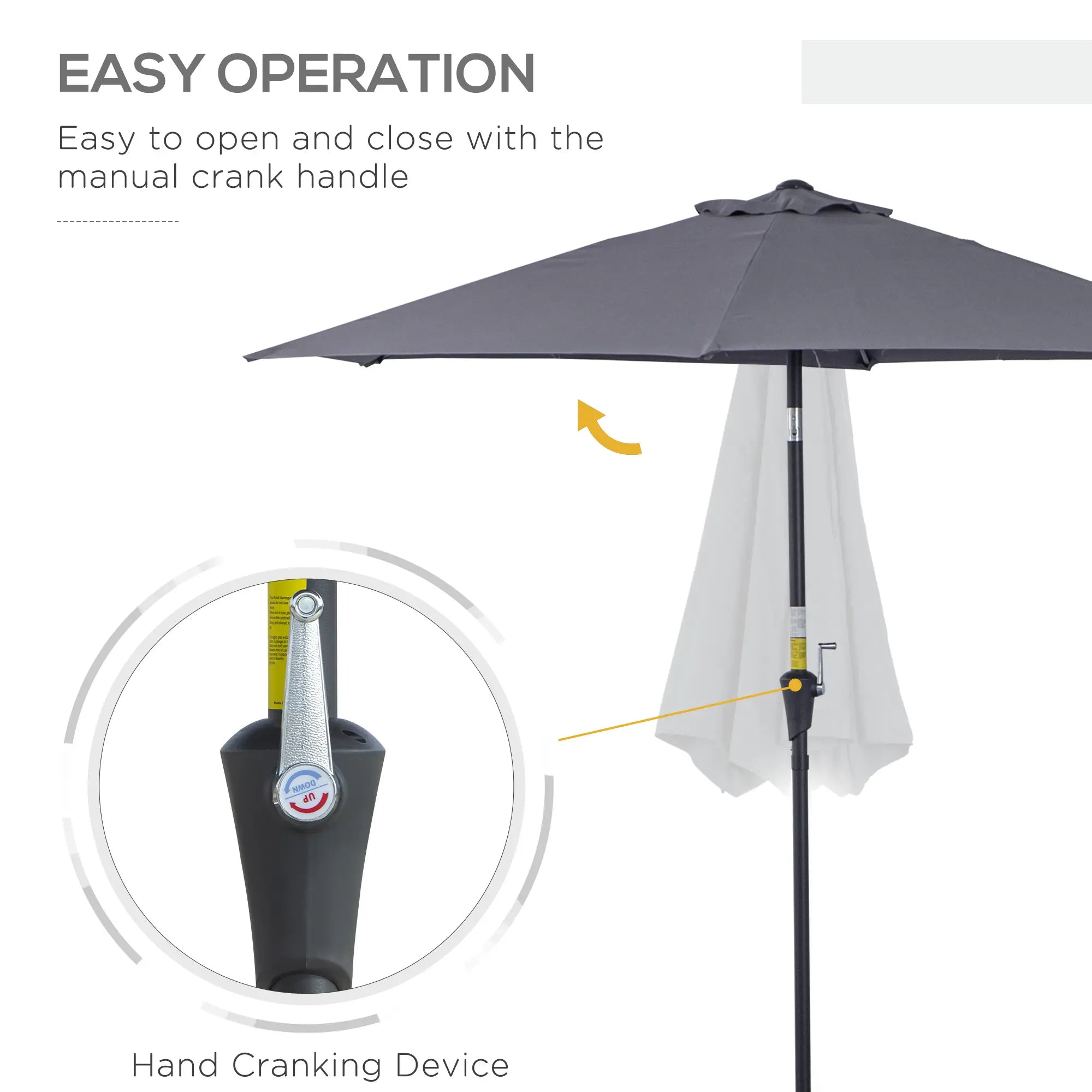 8.5FT Patio Umbrella, Round Garden Parasol with 6 Ribs, Grey Sun Umbrellas at Gallery Canada