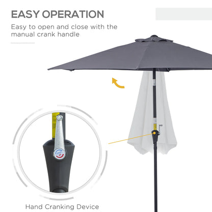 8.5FT Patio Umbrella, Round Garden Parasol with 6 Ribs, Grey Sun Umbrellas at Gallery Canada