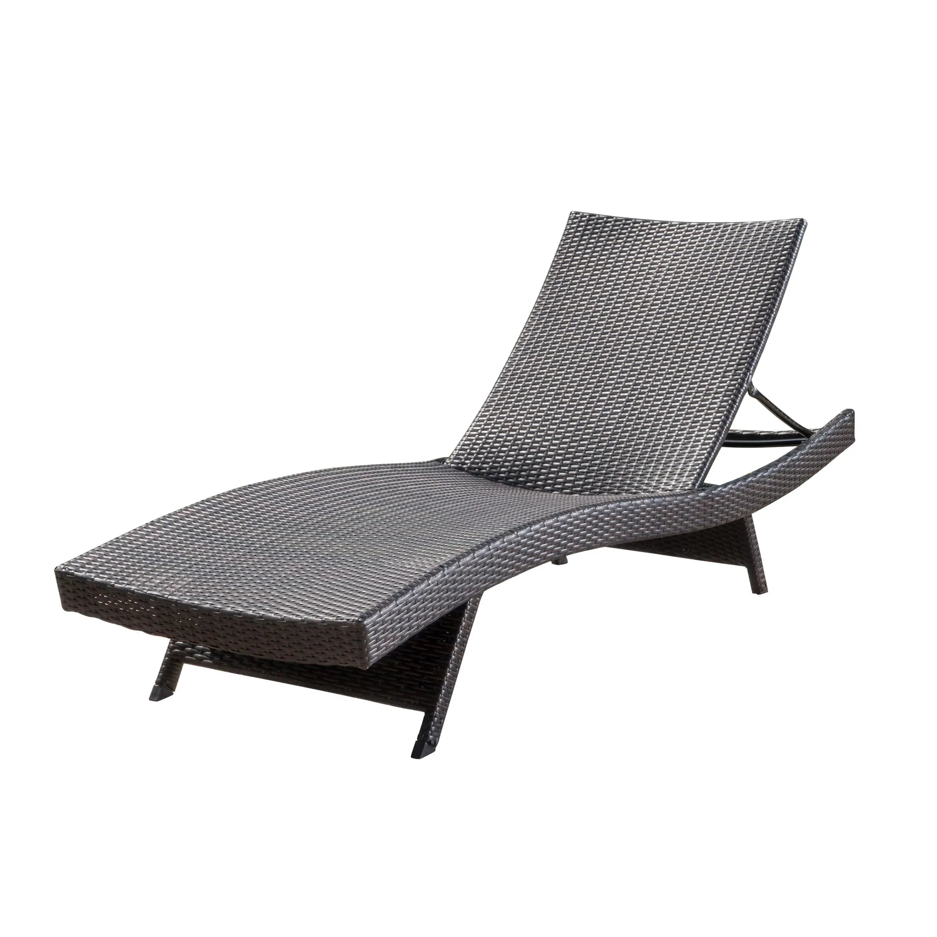 Wicker Chaise Lounge, Adjustable Backrest, Foldable, 79