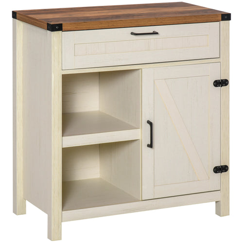 Rustic Barn Door Cabinet, Farmhouse Buffet Sideboard, White