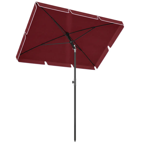 6.5x4ft Rectangle Patio Umbrella, Tilt Adjustable, Wine Red