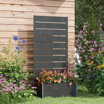 Raised Garden Bed With Trellis, Elevated Planter Box, 28" x 15" x 59", Black Wooden Planter Boxes at Gallery Canada