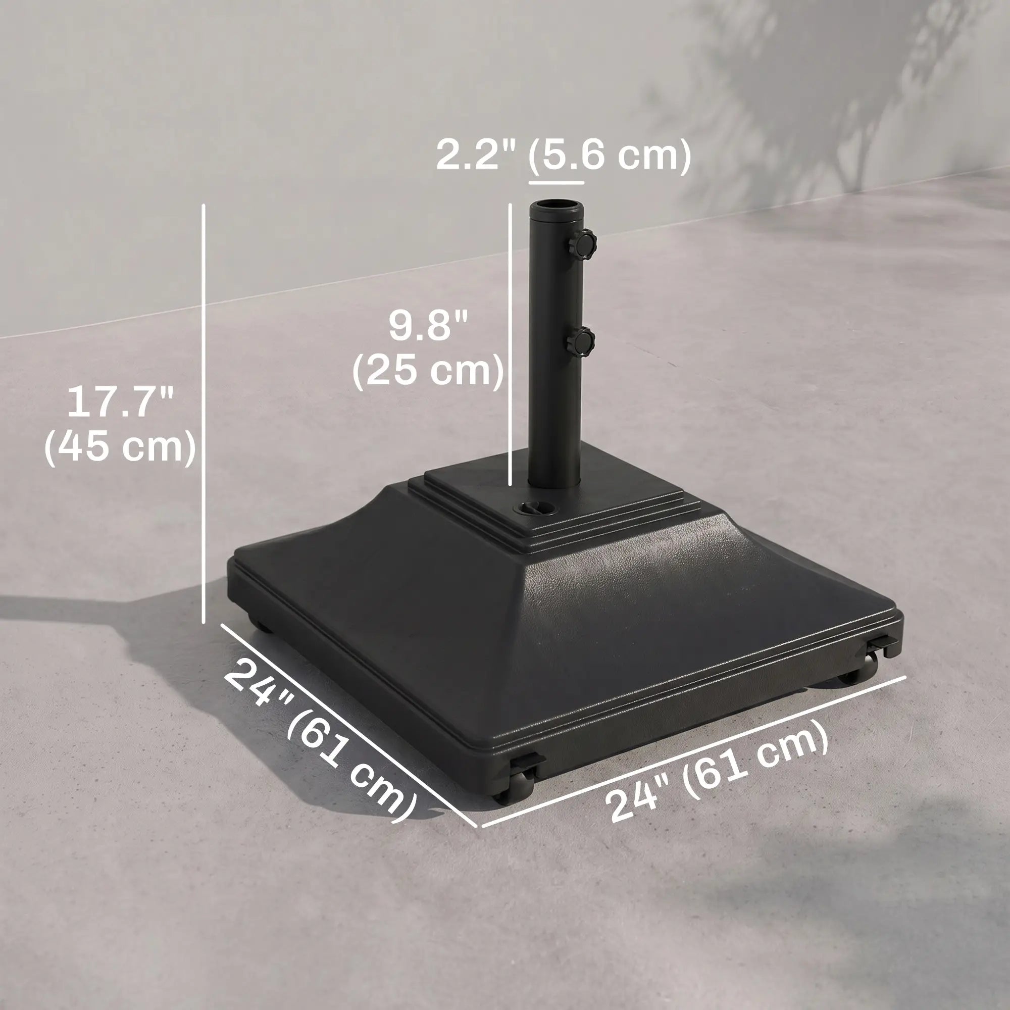 Square Umbrella Base With Wheels, 99 Lbs Water Or 132 Lbs Sand Filled, Black Umbrella Bases at Gallery Canada