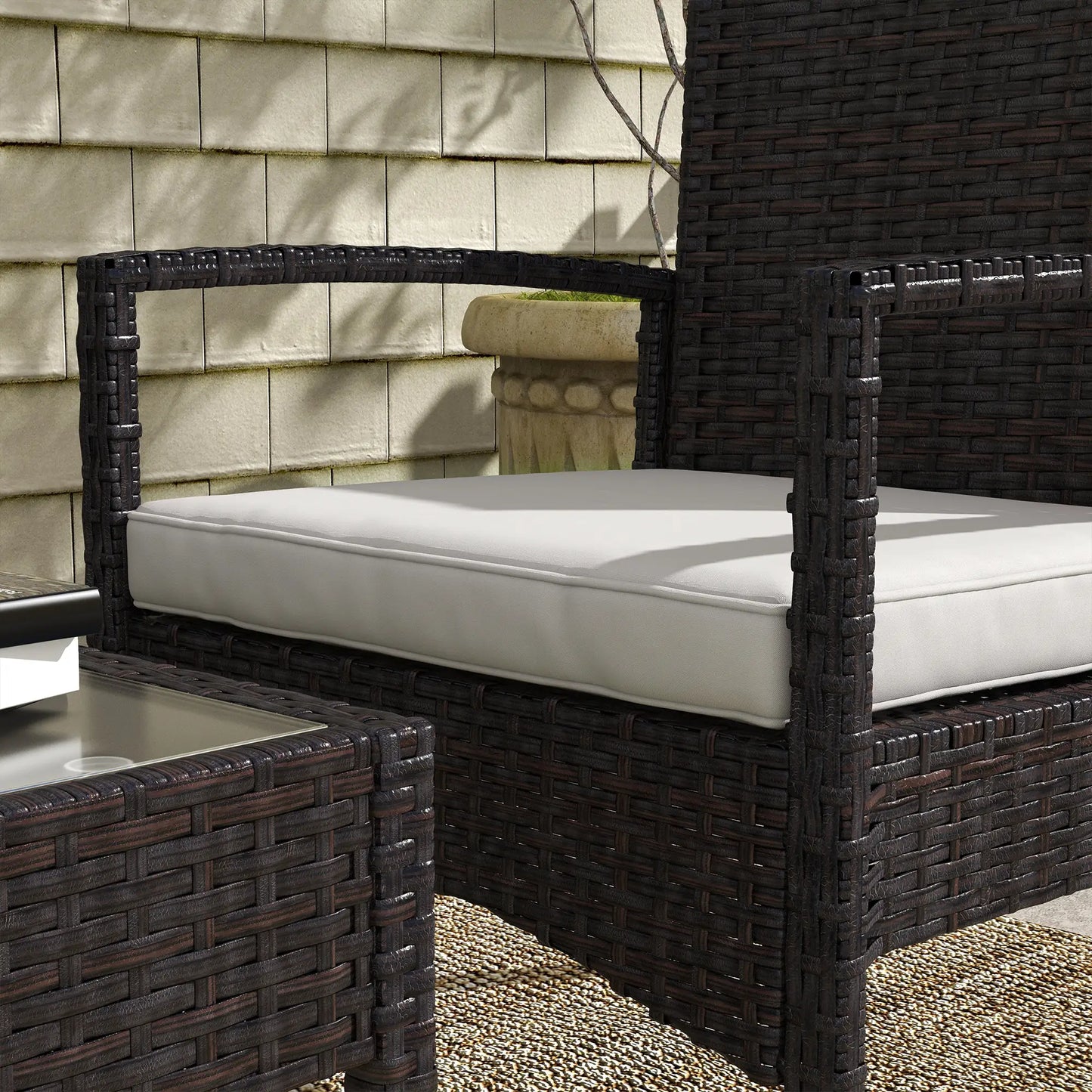 4-Piece Patio Furniture Set, Loveseat, Armchairs, Glass Table, White Patio Furniture Sets at Gallery Canada