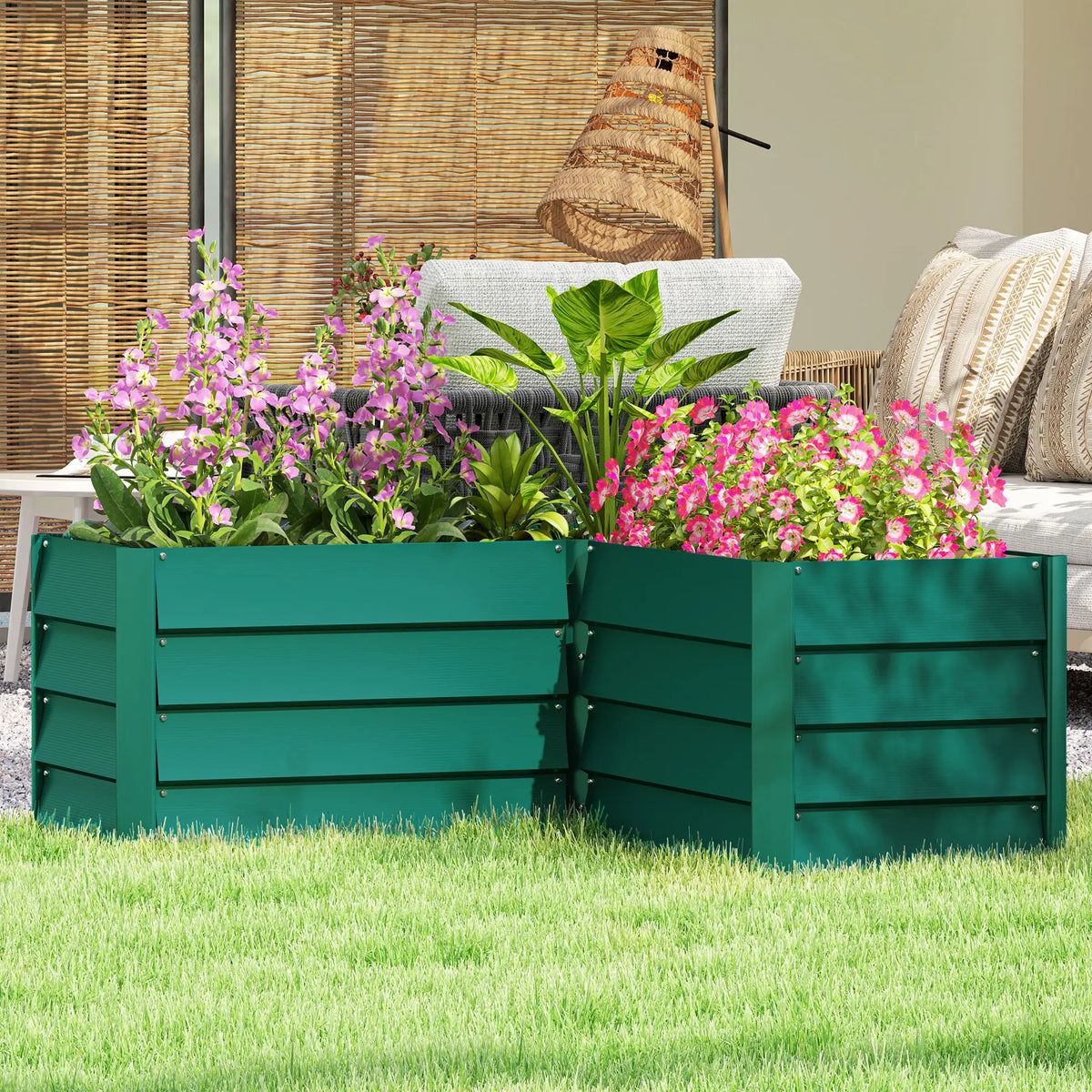 45" x 45" x 17" L-Shaped Galvanized Steel Raised Garden Bed Raised Garden Beds at Gallery Canada