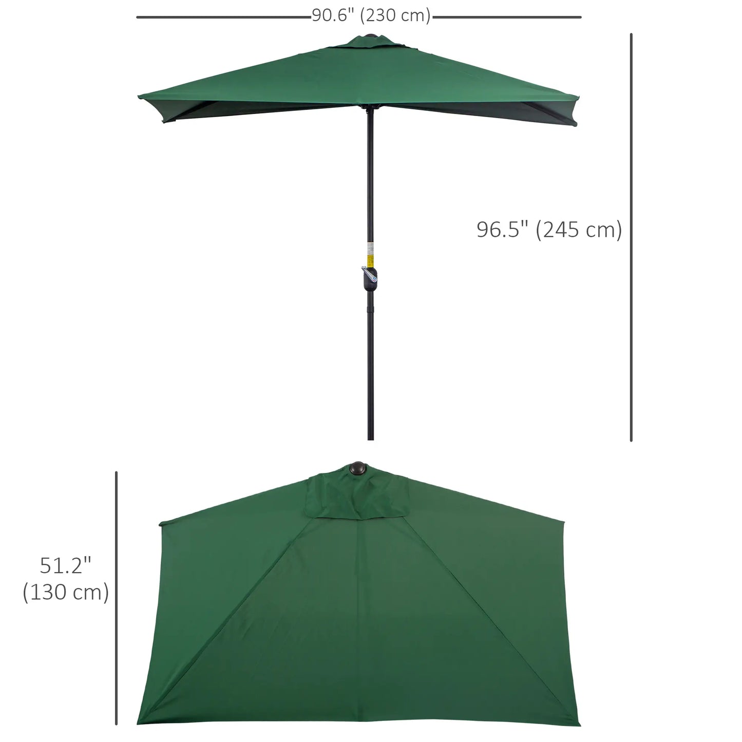8ft Half Umbrella, Outdoor Balcony Parasol, Patio Sun Shade, Green Sun Umbrellas at Gallery Canada