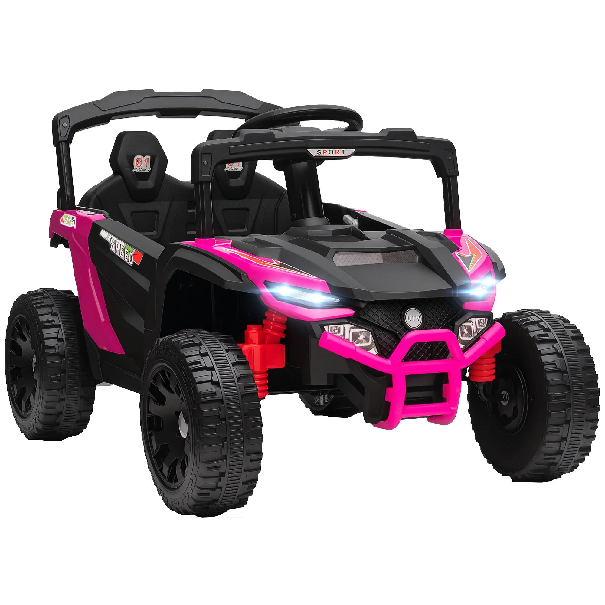 12V Kids Ride On Truck, Dual Motors, Rear Suspension, Remote Control, Pink Electric Toy Cars at Gallery Canada