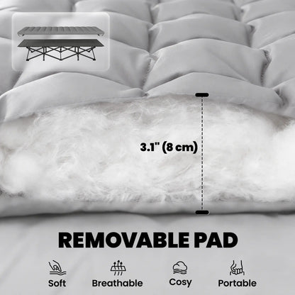 Camping Cot With Soft Pad, 32" Extra Wide, Grey Camping Cots at Gallery Canada