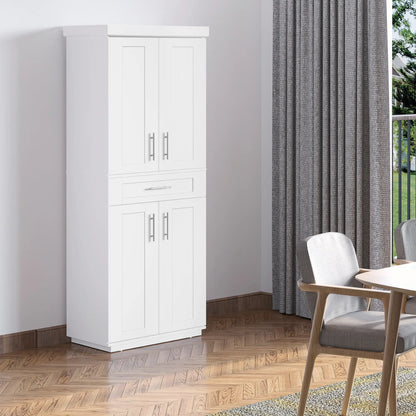 72" Storage Cabinet, Kitchen Pantry with 4 Doors, Drawer, 3 Shelves, White Kitchen Pantry Cabinets at Gallery Canada