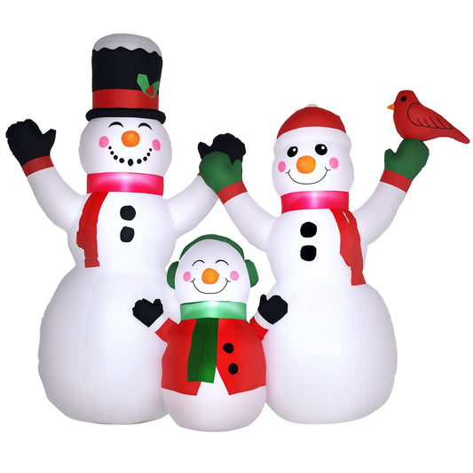 8ft Inflatable Christmas Snowman, LED Yard Display, Red Bird Christmas Inflatables White at Gallery Canada
