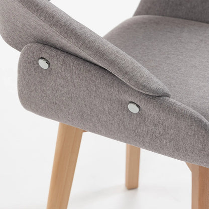 Linen Fabric Dining Chairs Set of 2, Light Grey Dining Chairs at Gallery Canada