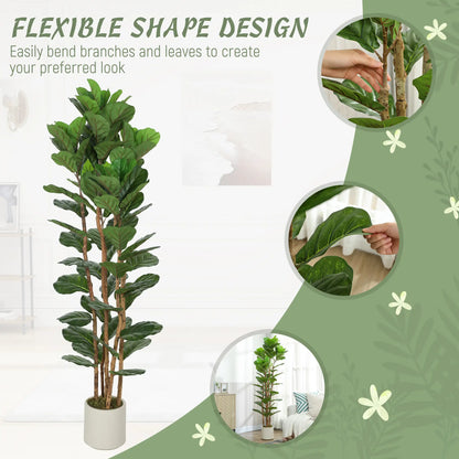 6FT Artificial Fiddle Leaf Fig Tree Set Of 2, Fake Potted Tree, Green Artificial Trees at Gallery Canada