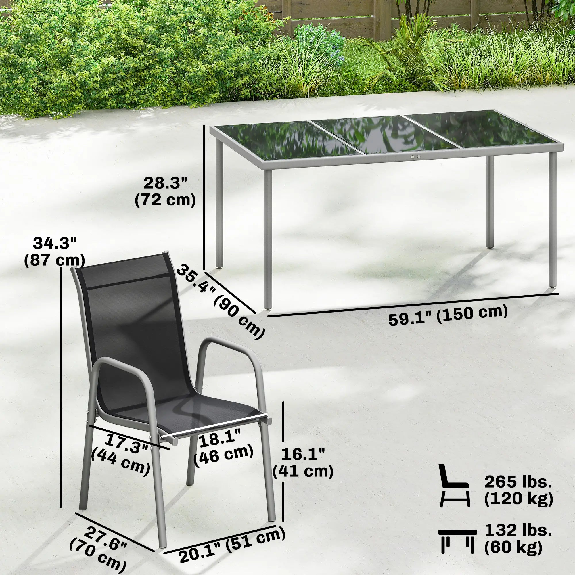 7 Piece Garden Dining Set With Rectangular Table & 6 Stackable Chairs Outdoor Dining Sets at Gallery Canada