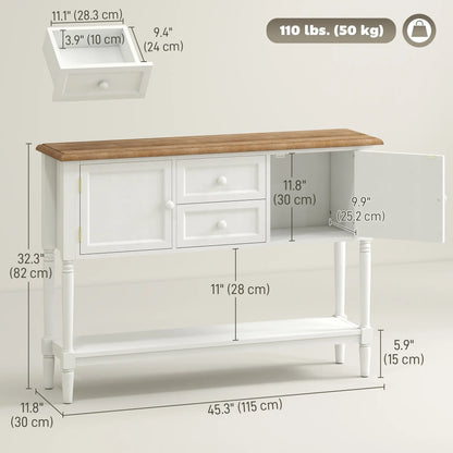 Vintage Console Table With 2 Drawers, White Console Tables at Gallery Canada