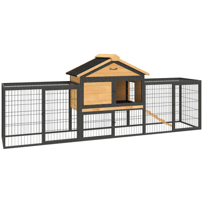 85"L Large Wooden Rabbit Hutch, Outdoor Bunny Cage With Run Box, Yellow Rabbit Hutch at Gallery Canada