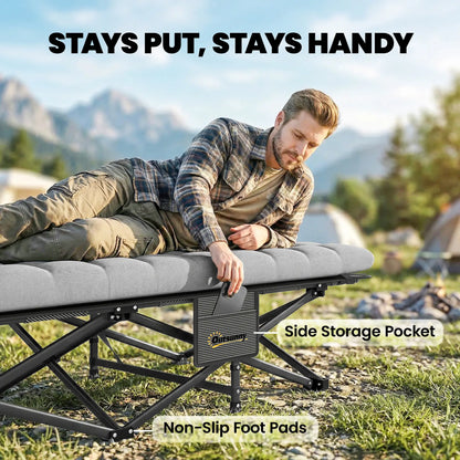 Camping Cot With Soft Pad, 32" Extra Wide, Grey Camping Cots at Gallery Canada